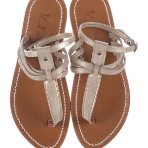 K Jacques St. Tropez Gold Metallic Leather Sandals